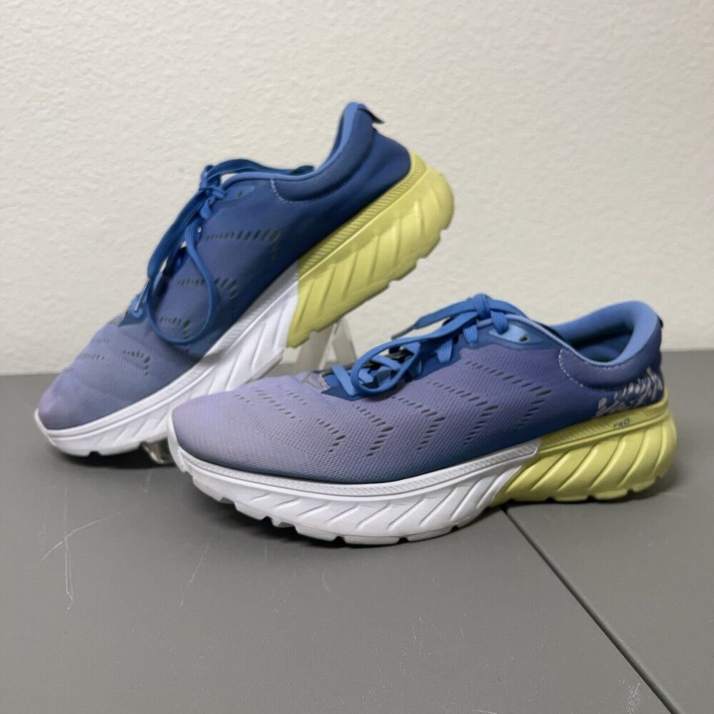 Hoka One One Pro Fly Mach 2 Womens Size US 8.5 Blue Yellow Sneakers Trainers